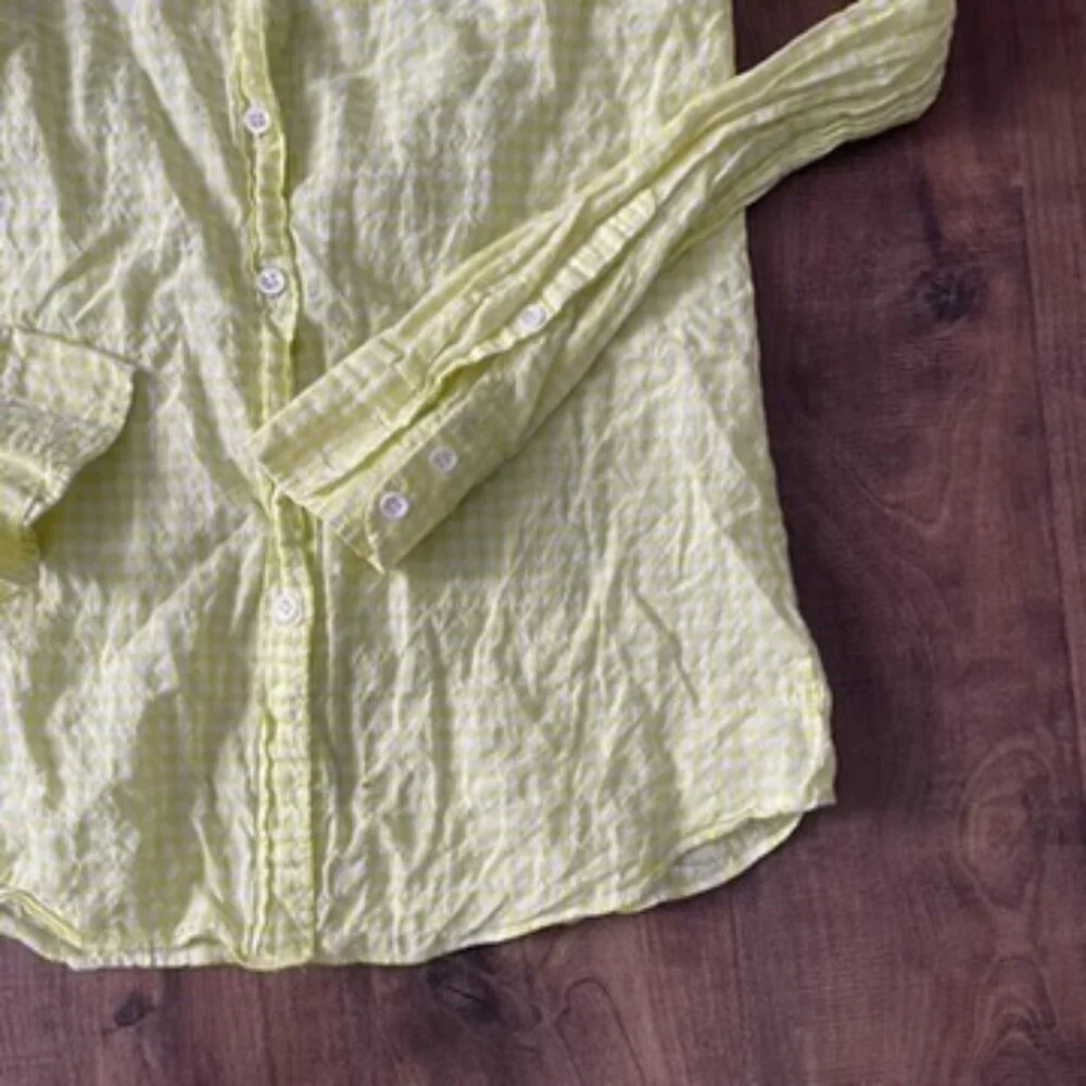 J.Crew 4T Yellow Gingham Button‎ Front Shirt Lightweight Cotton Top